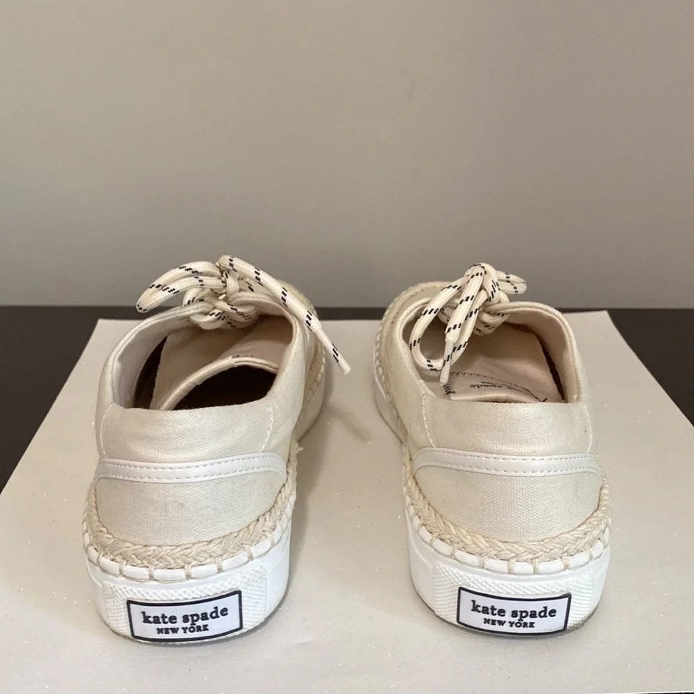 Kate Spade New York Boat Party Espadrille Sneakers Cream Canvas Sz 6.5